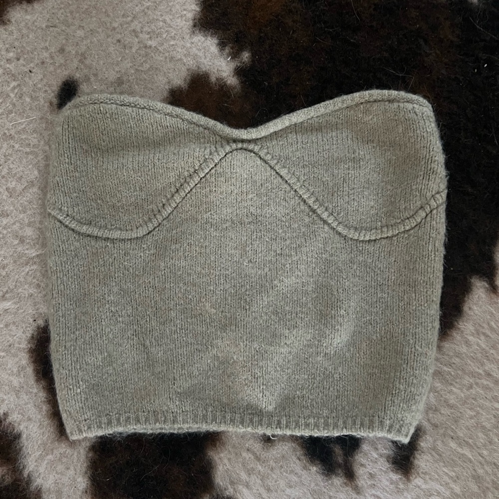 Zara light green knit tube top